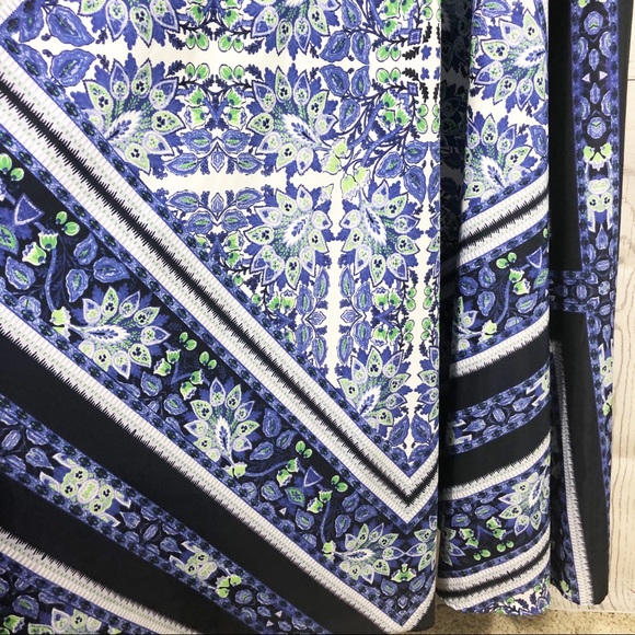 ELIZA J Blue Scarf Print Halter Maxi Dress Sz 8 - Picture 8 of 14